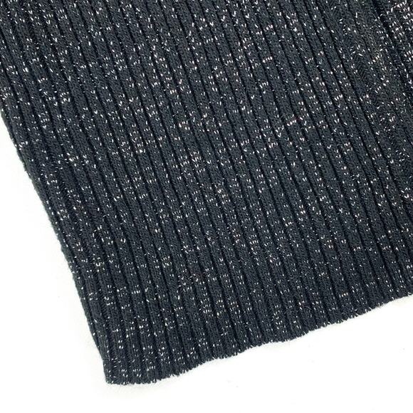 Black Sparkle Knit Open Front Ribbed Cardigan Sweater - Picture 6 of 9